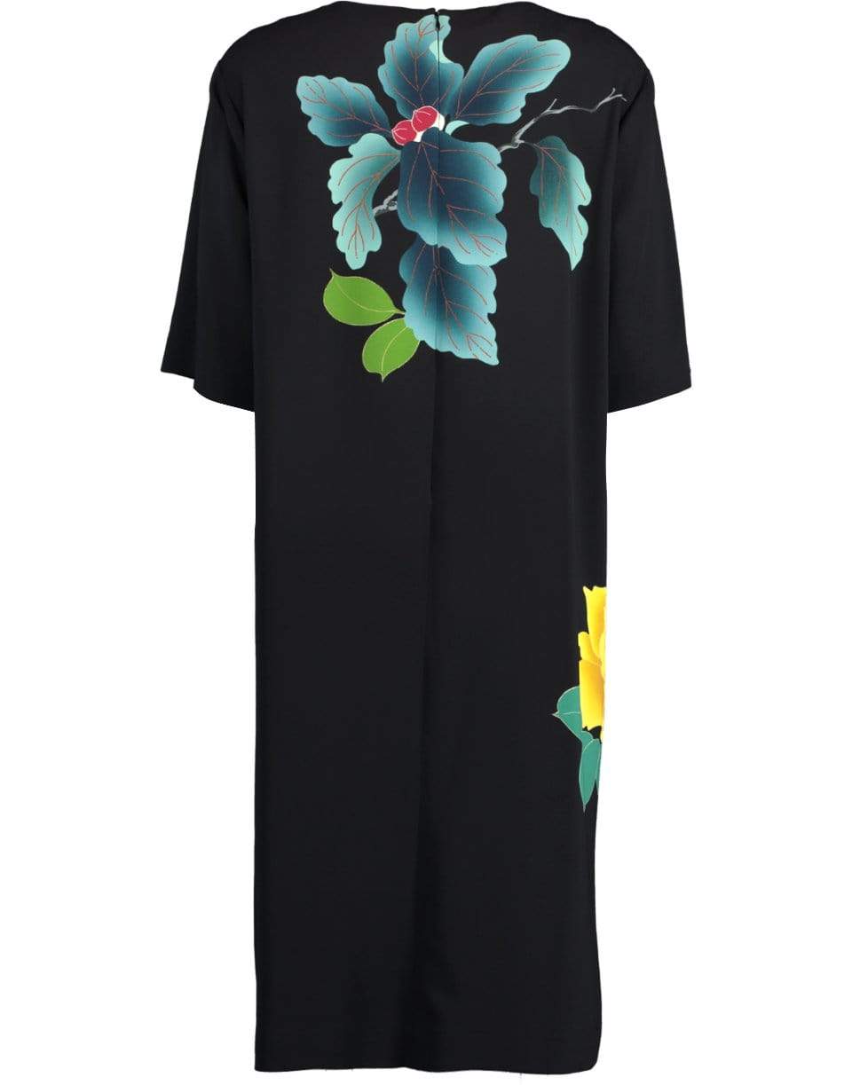 ETRO-Short Sleeve Floral Print Dress-BLACK