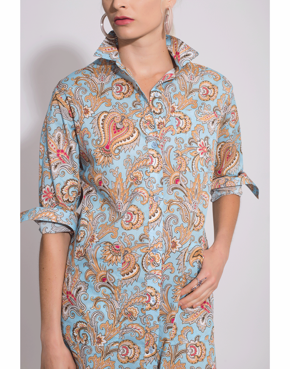 ETRO-Paisley Print Beach Shirt Dress-
