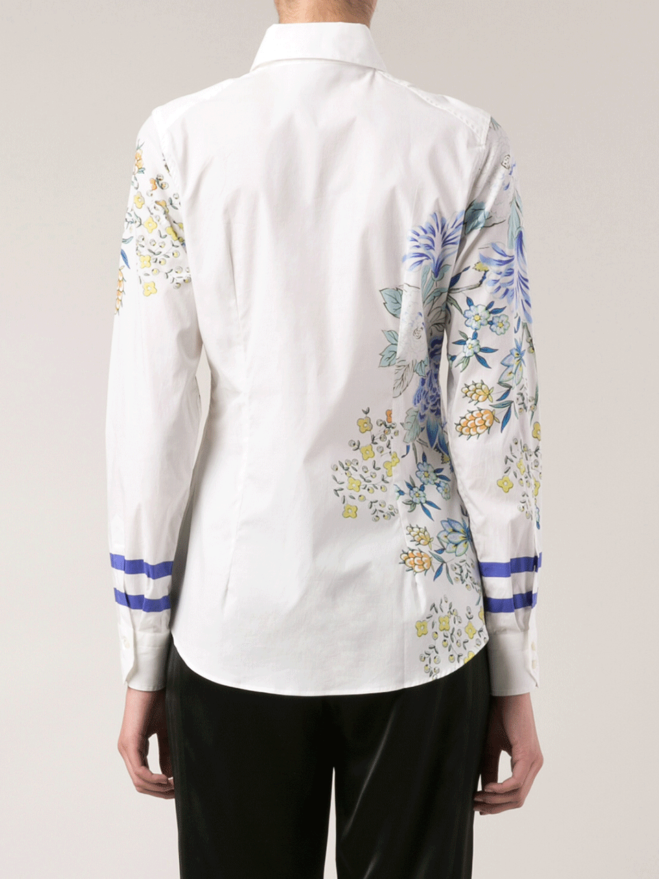 ETRO-Flower Stripe Collared Shirt-