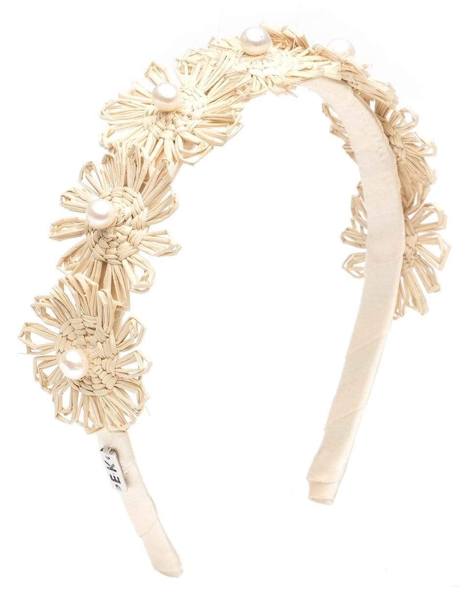 EUGENIA KIM-Ivory Azalea Straw Palm Flower Pearl Headband-IVORY