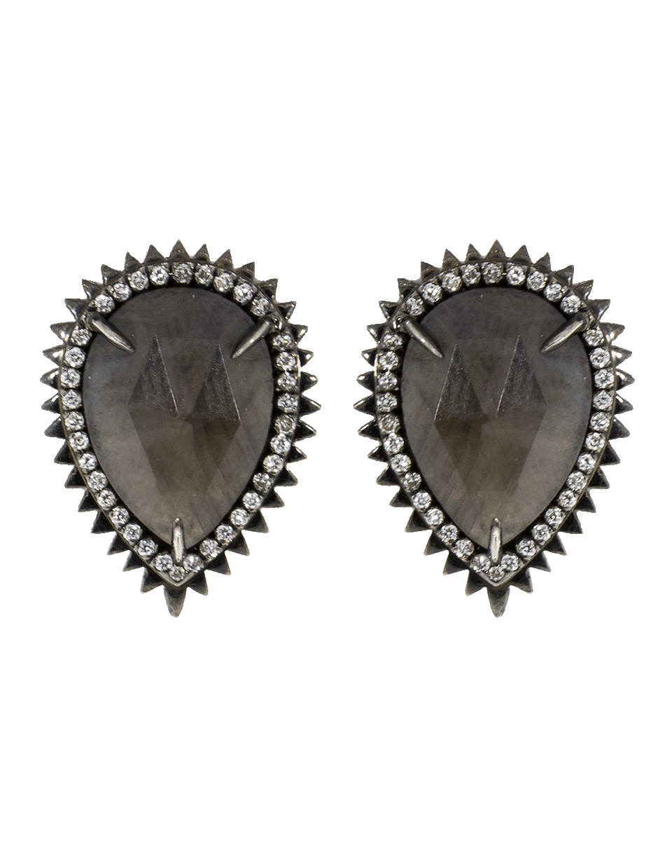 EVA FEHREN-Sapphire And Diamond Auto Stud Earrings-BLACK GOLD