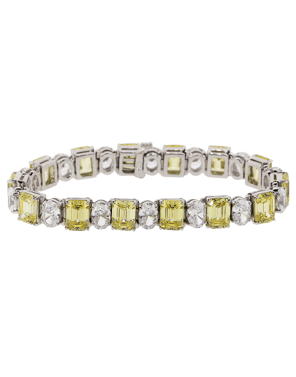 FANTASIA by DESERIO-Canary And Cubic Zirconia Oval Bracelet-WHTGLD