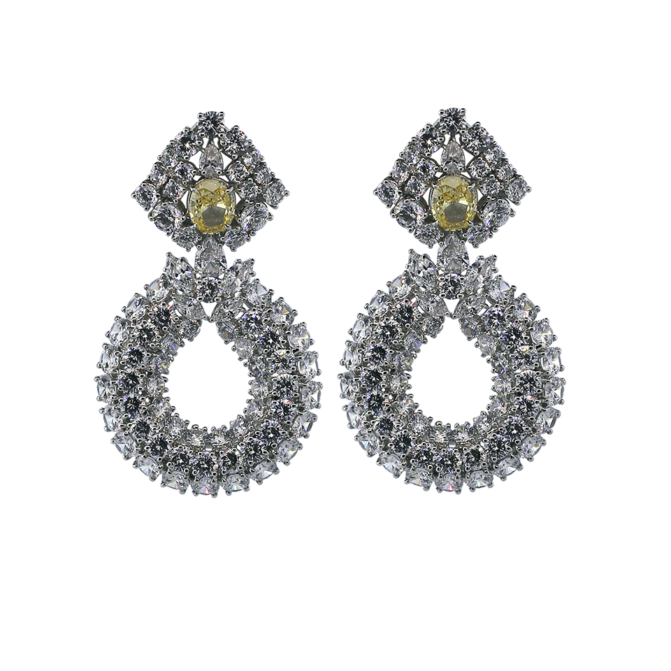 Three Row Cubic Zirconia Drop Earrings JEWELRYBOUTIQUEEARRING FANTASIA by DESERIO   