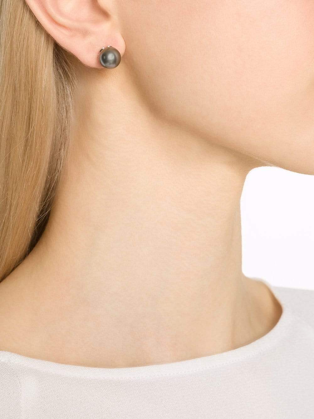 FANTASIA by DESERIO-Pearl Stud Earrings-GREY