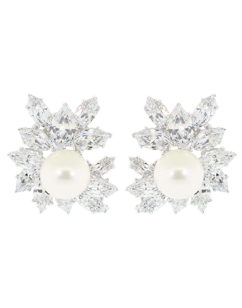 FANTASIA by DESERIO-Cluster Diamond Earrings With Pearl-PRL/CZ