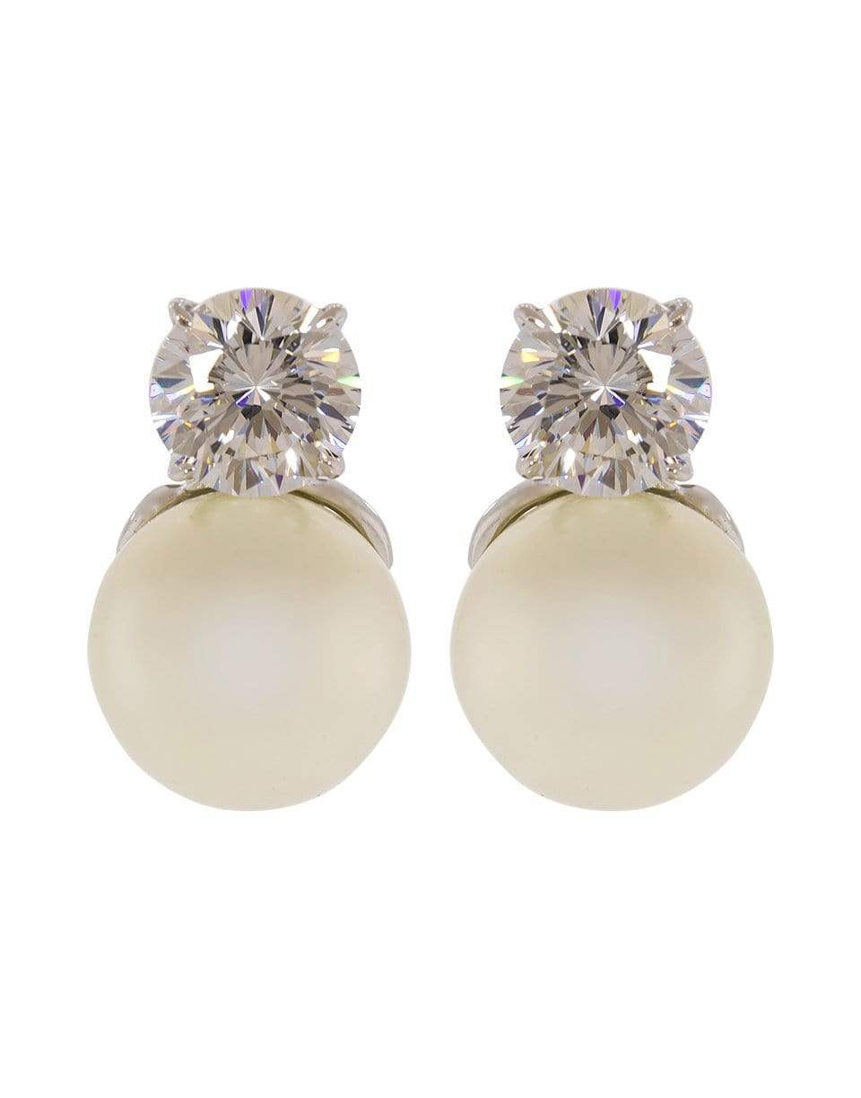 FANTASIA by DESERIO-Pearl and Cubic Zirconia Stud 12MM-WG