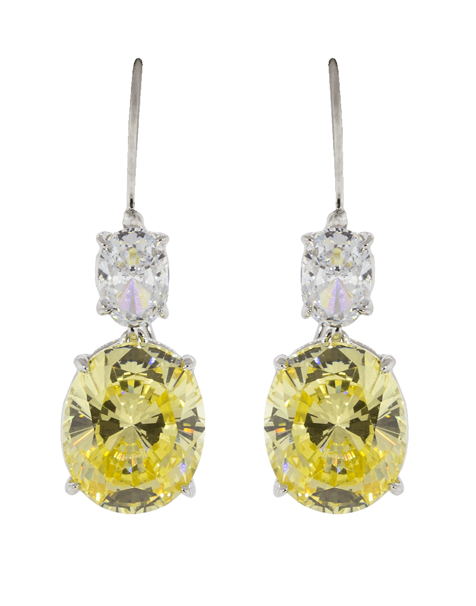 FANTASIA by DESERIO-Canary And Cubic Zirconia Oval Earrings-WHTGLD