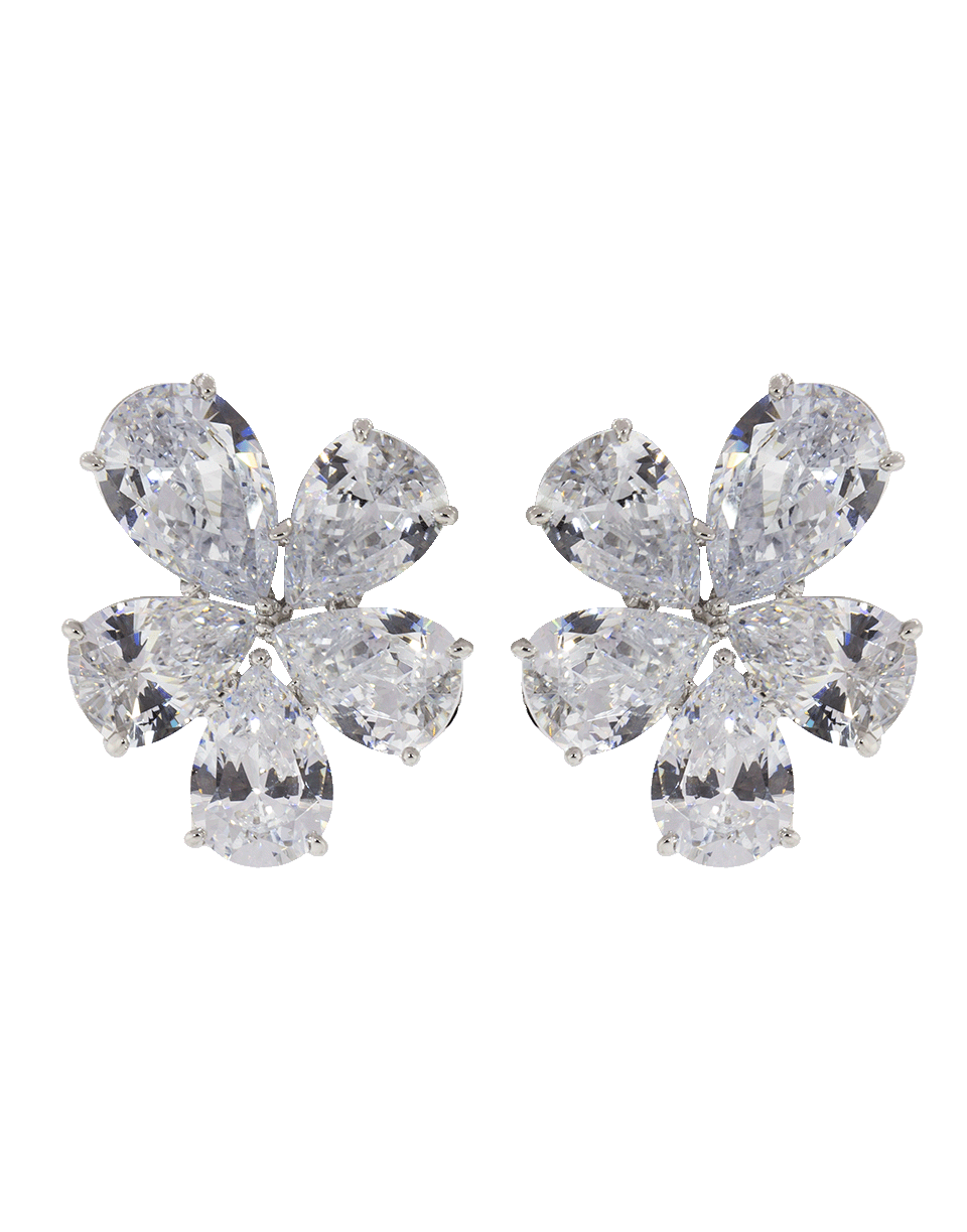 FANTASIA by DESERIO-Cubic Zirconia Cluster Earrings-WHTGLD