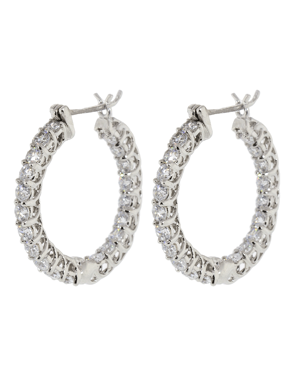 FANTASIA by DESERIO-Cubic Zirconia Inside Out Hoops-WHTGLD