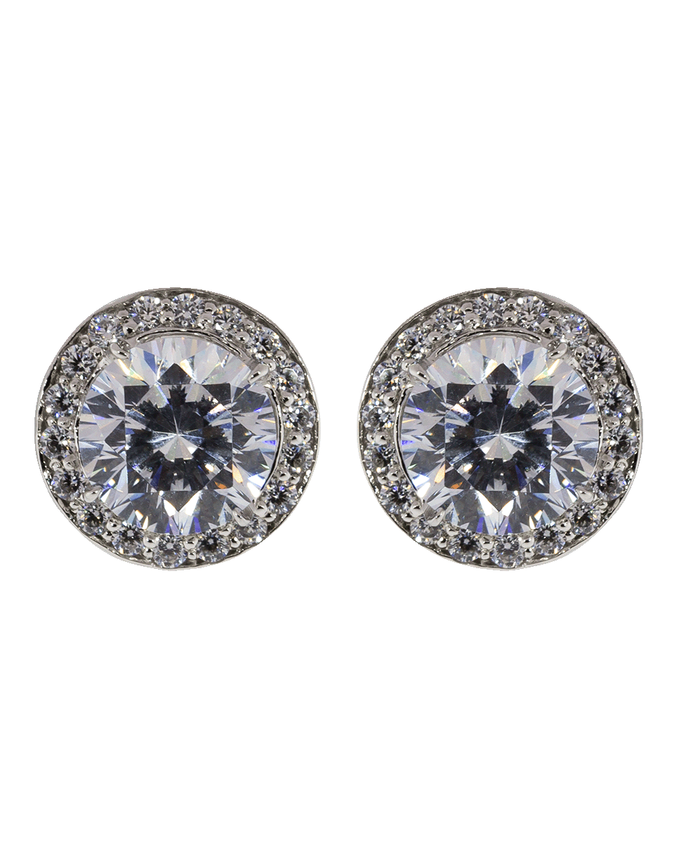 FANTASIA by DESERIO-Cubic Zirconia Round Pave Earrings-WHTGLD