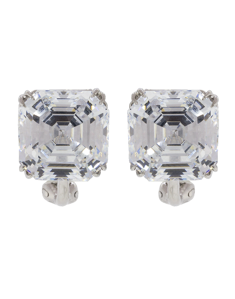 FANTASIA by DESERIO-Cubic Zirconia Square Stud Earrings-WHTGLD