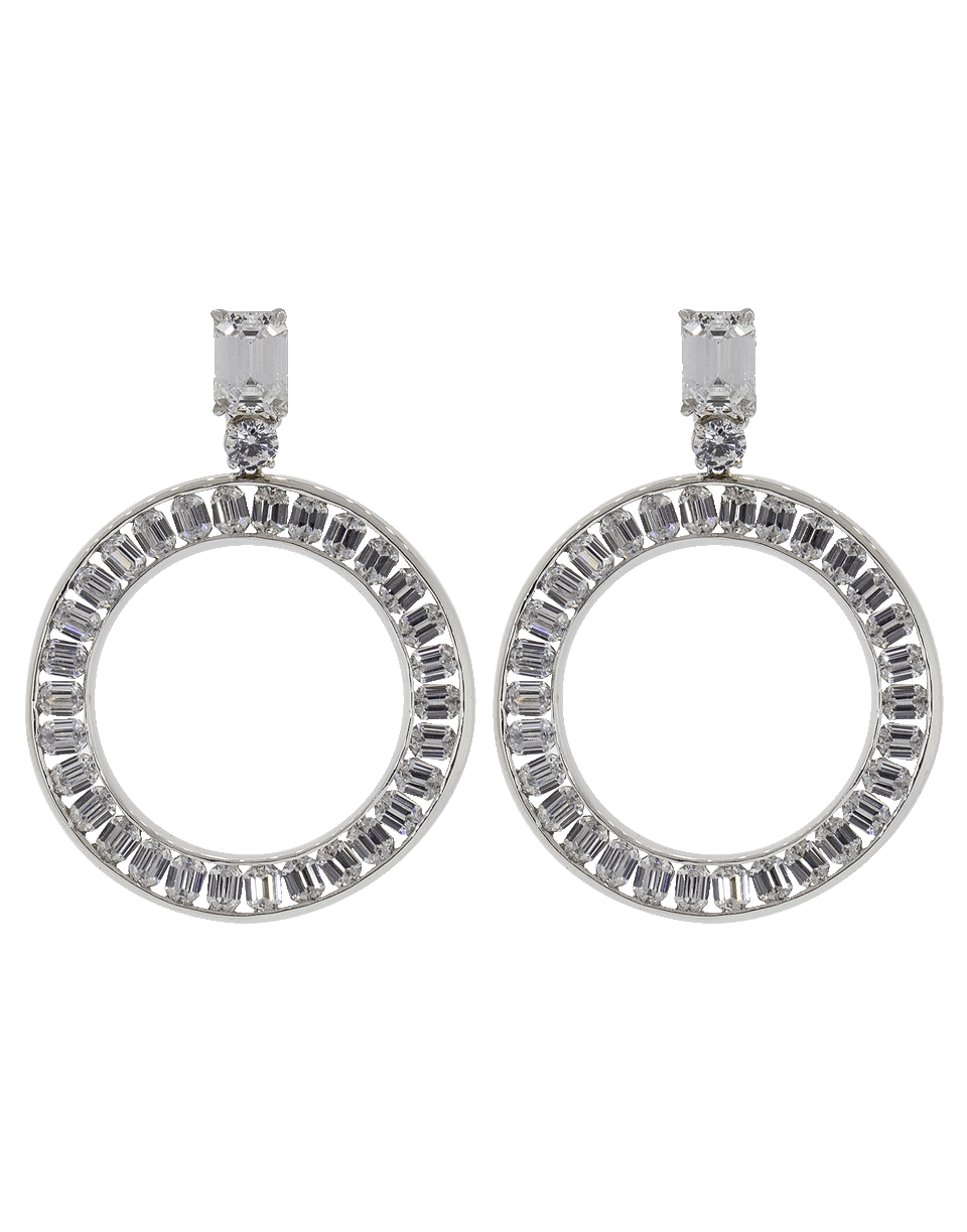 FANTASIA by DESERIO-Emerald Cut Circle Earrings-WHTGLD