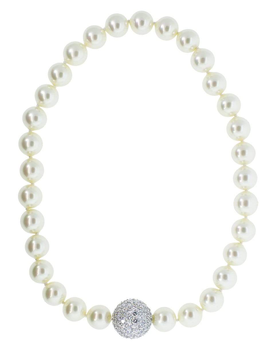 FANTASIA by DESERIO-Pave Clasp Pearl Necklace-W VPRLCZ