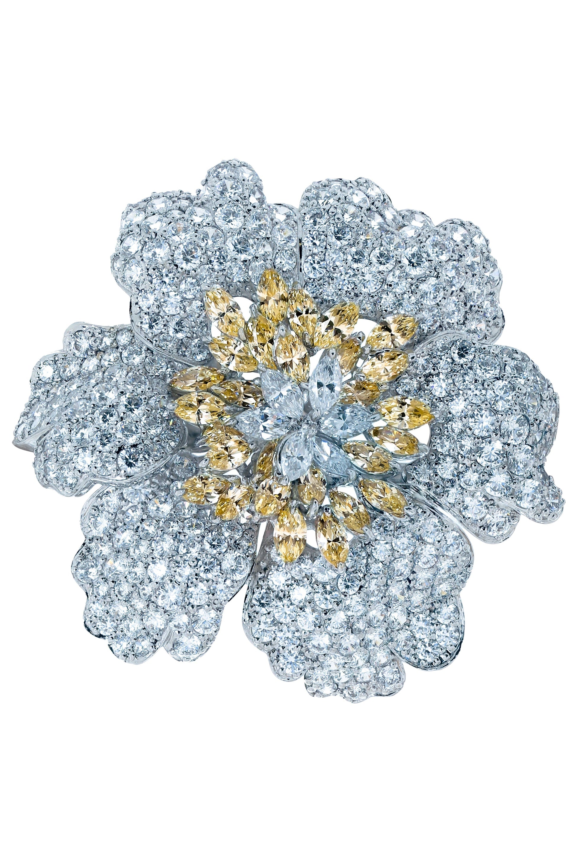 FANTASIA by DESERIO-Large Flower Pin-WHITE