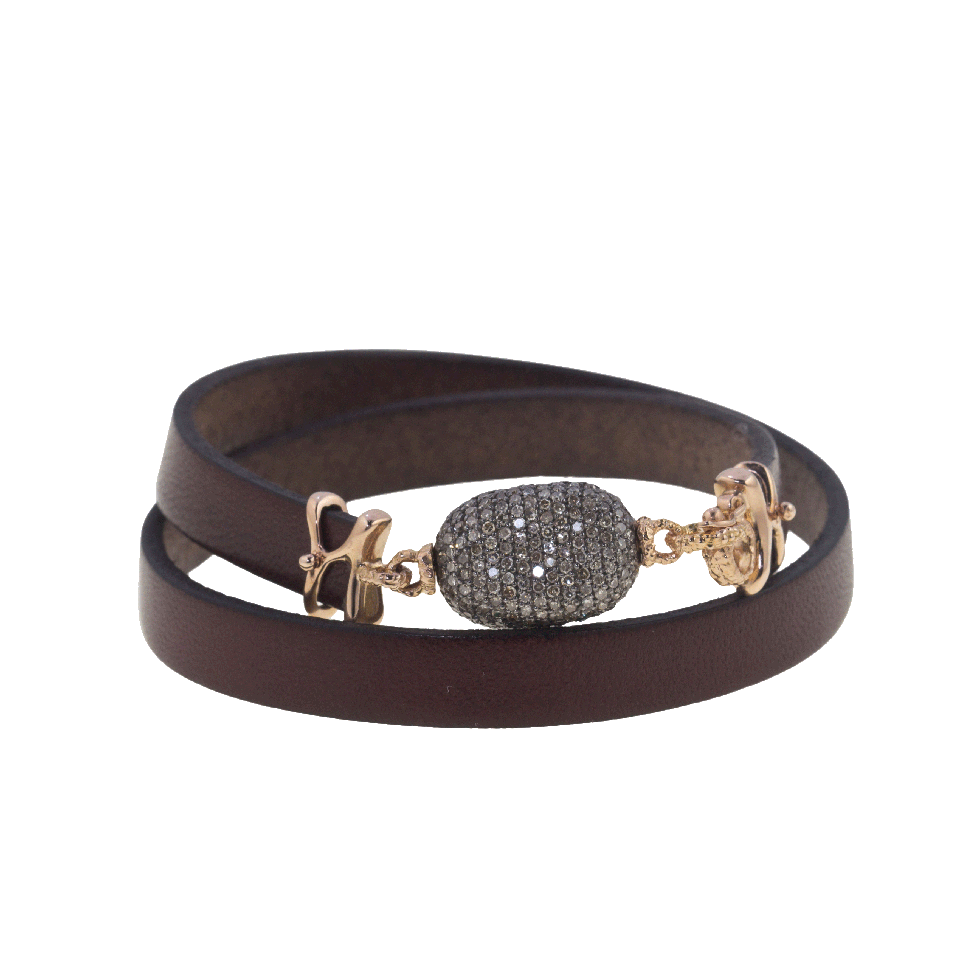 FEDERICA RETTORE-Pave Leather Wrap Bracelet-ROSE GLD