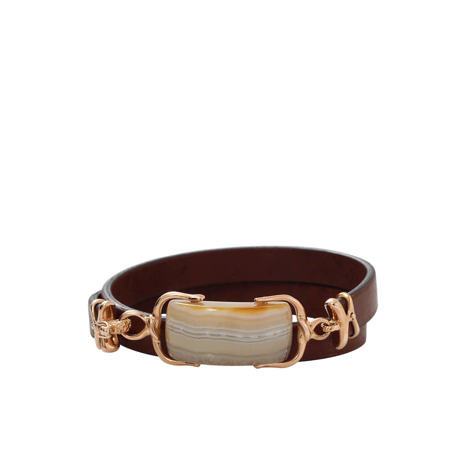 FEDERICA RETTORE-Banded Agate Wrap Bracelet-ROSE GOLD