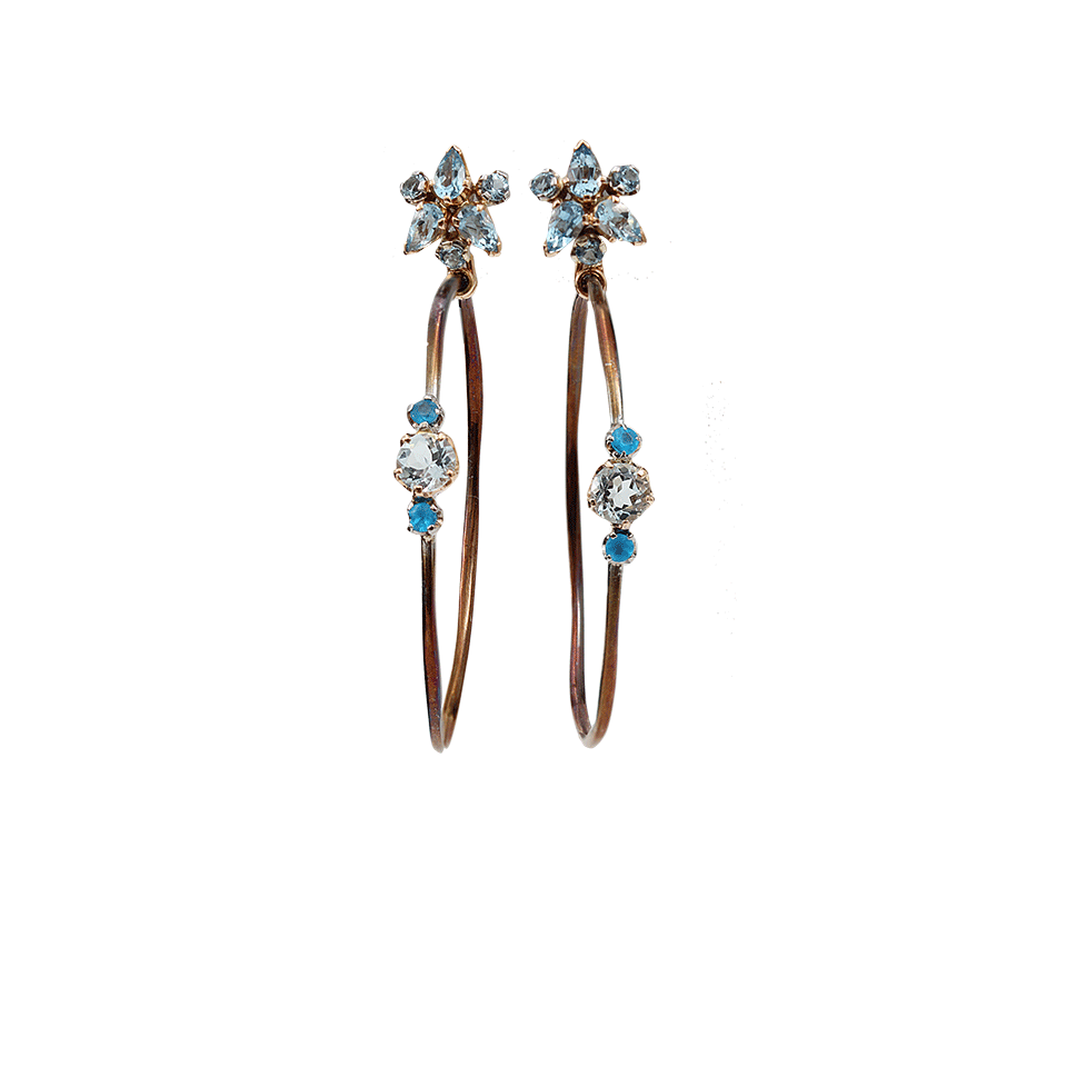 FEDERICA RETTORE-Aquamarine Hoop Earrings with Apatite-ROSE GOLD