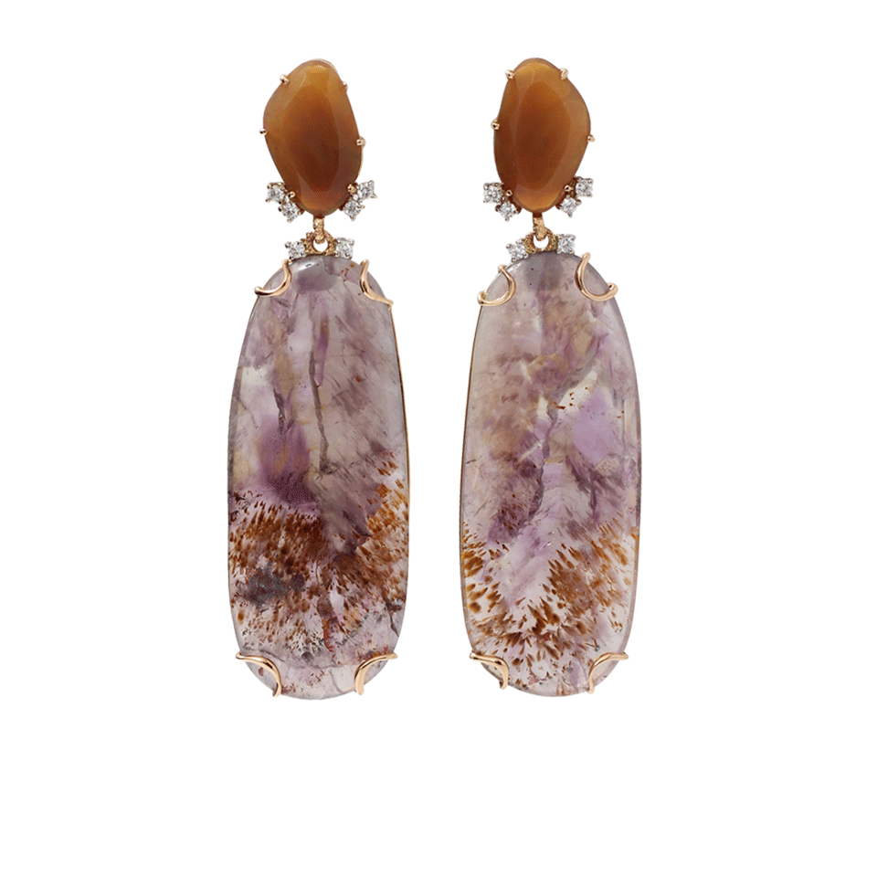 FEDERICA RETTORE-Harlequin Opal And Cacoxenite Earrings-ROSE GOLD