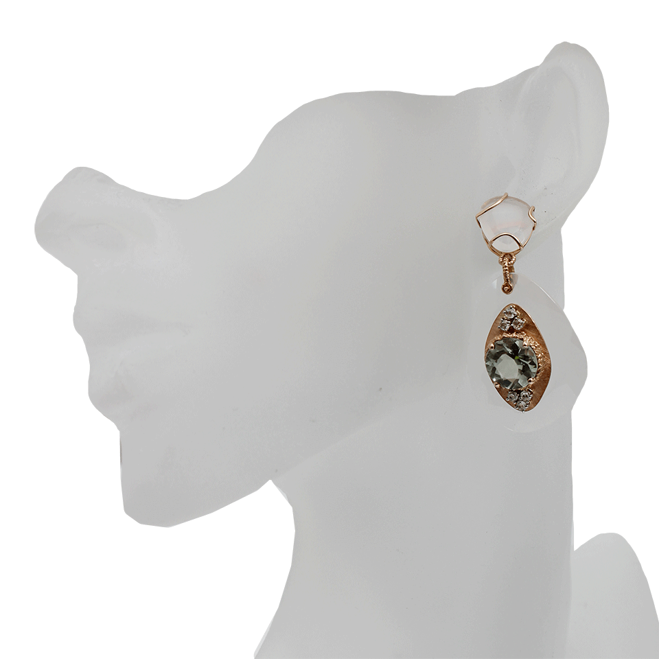 FEDERICA RETTORE-One of a Kind Milky Quartz Drop Earrings-ROSE GOLD