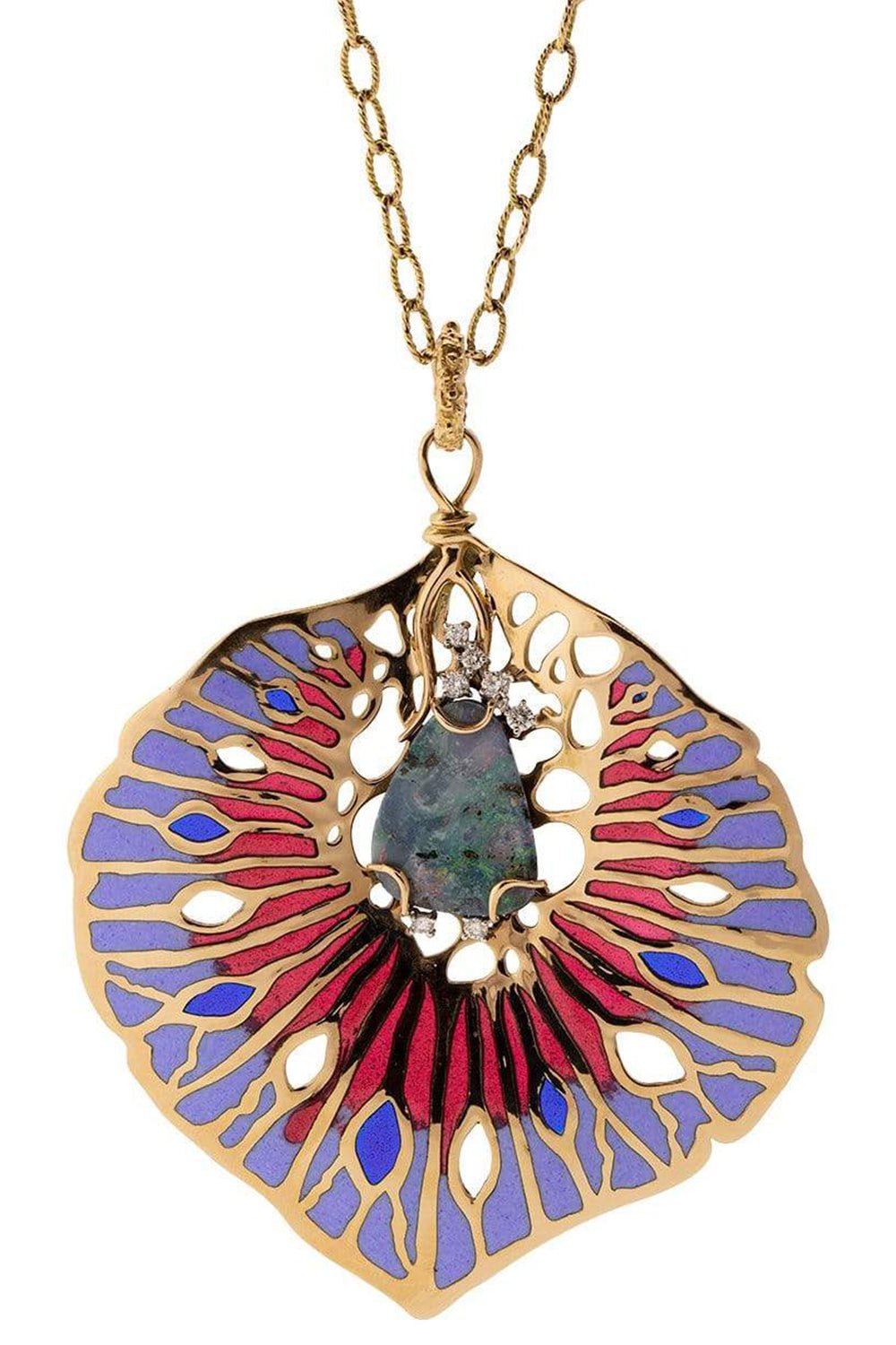 FEDERICA RETTORE-Opal, Diamond, and Enamel Orticoloa Necklace-ROSE GOLD