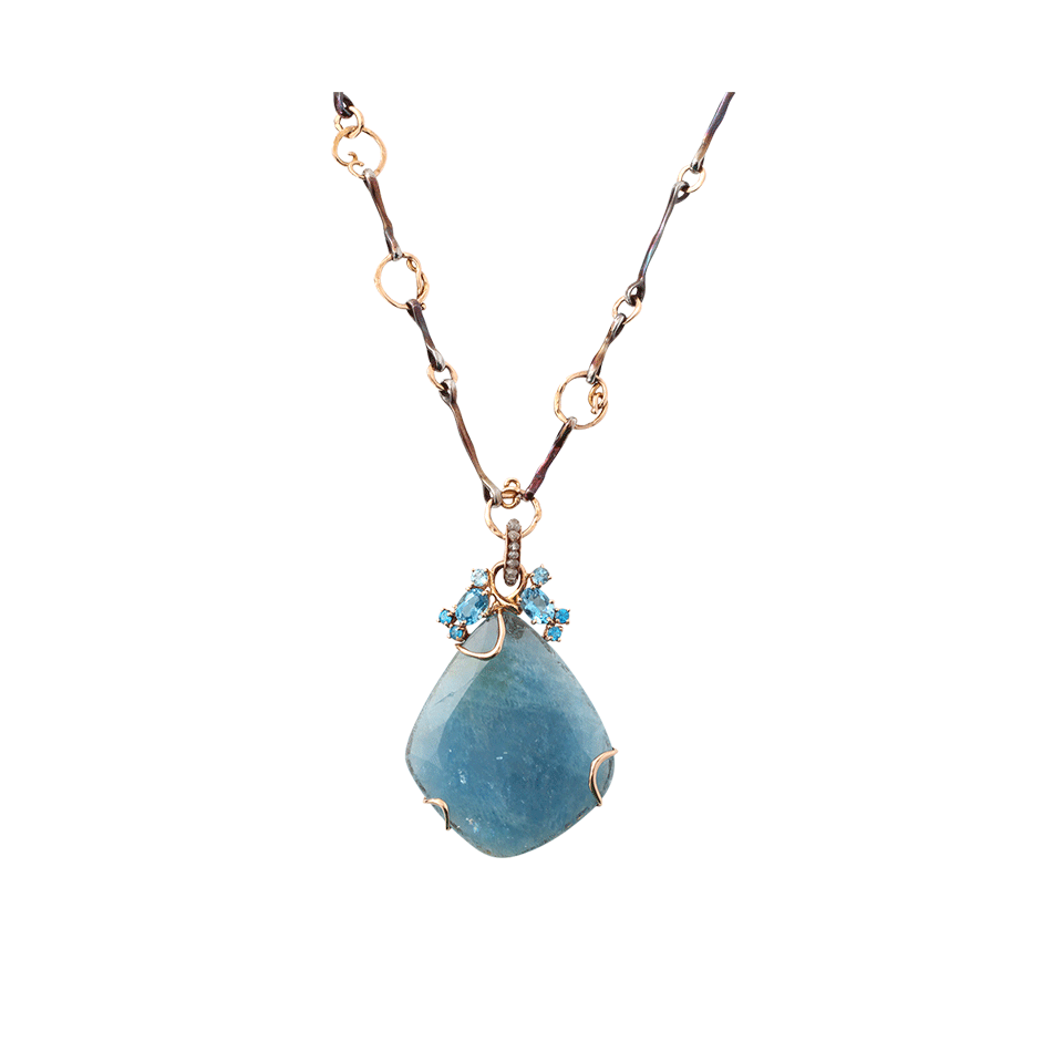 FEDERICA RETTORE-Aquamarine Slice Necklace With Chain-ROSE GOLD