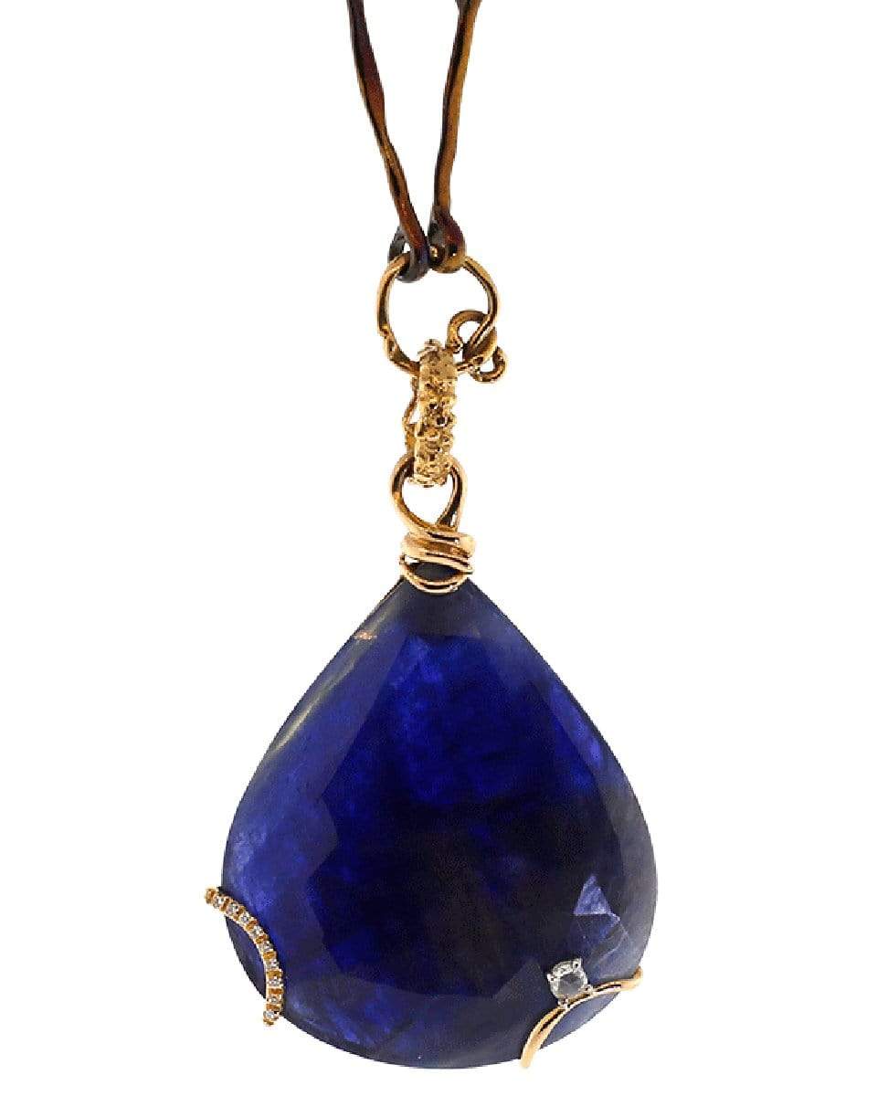 FEDERICA RETTORE-Velvet Blue Sapphire Pendant Necklace-ROSE GOLD
