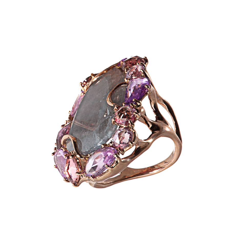 Imperial Sliced Iolite and Pink Sapphire Ring JEWELRYFINE JEWELRING FEDERICA RETTORE   
