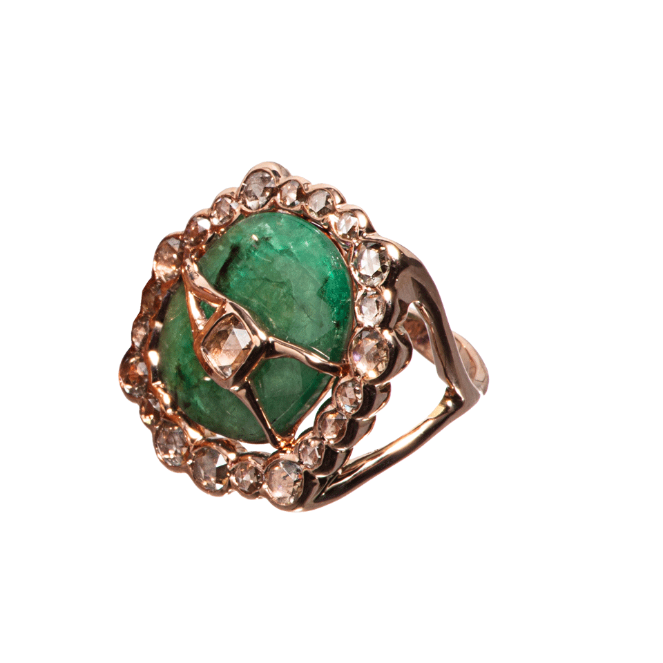 Sliced Emerald Diamond Ring JEWELRYFINE JEWELRING FEDERICA RETTORE   