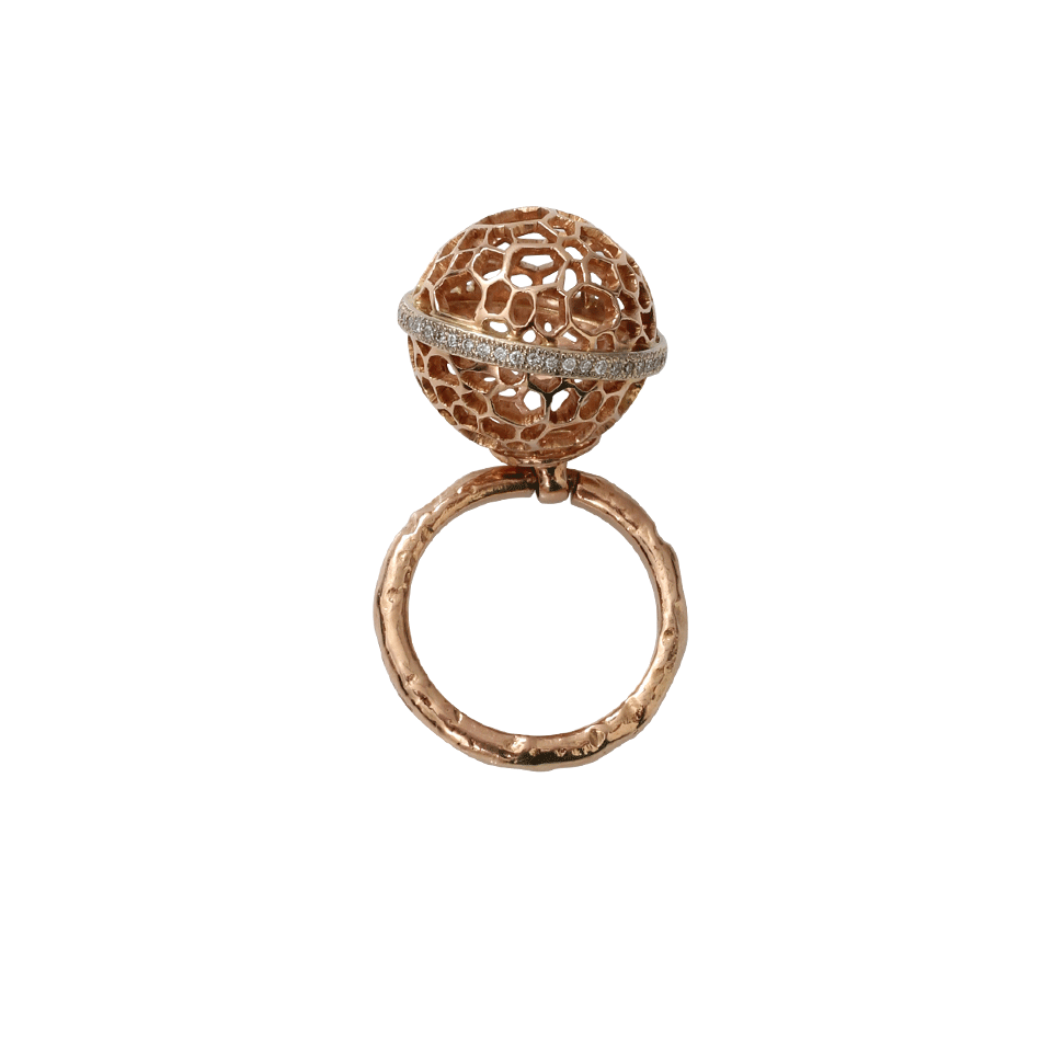FEDERICA RETTORE-Tulle Diamond Ball Ring-ROSE GOLD