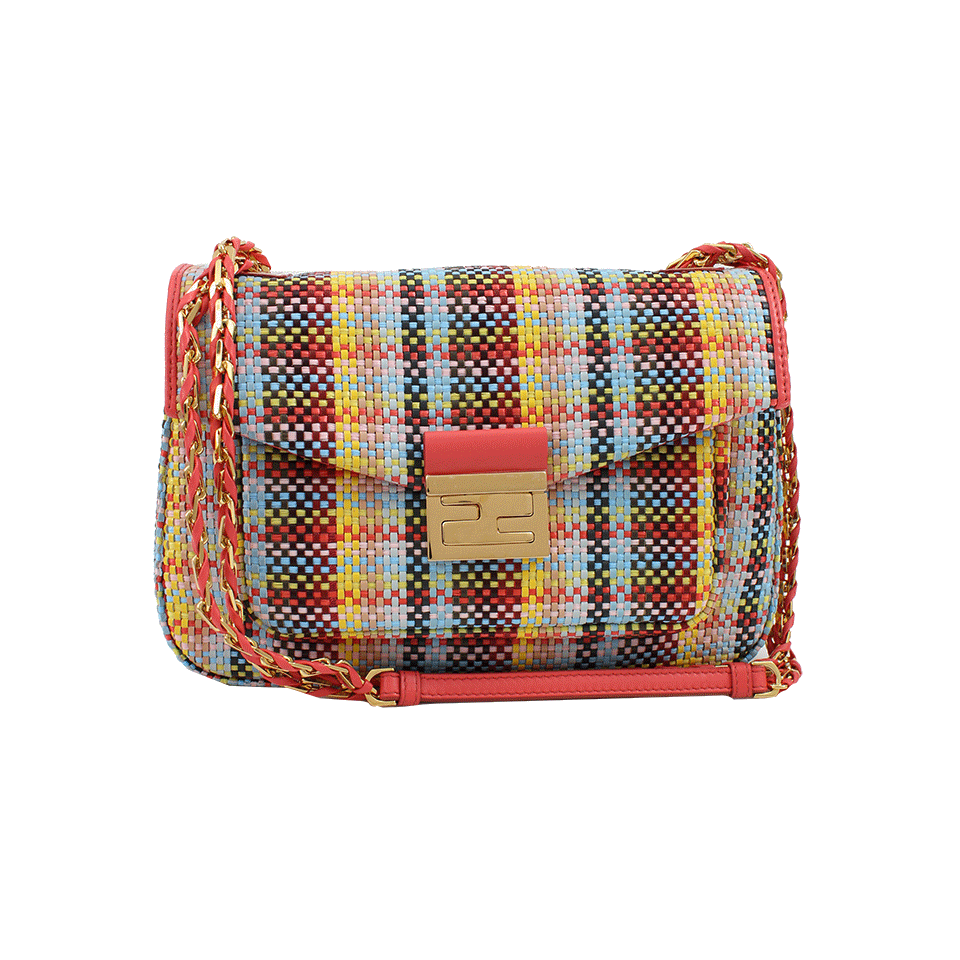 FENDI-Woven Baguette Shoulder Bag-MULTI