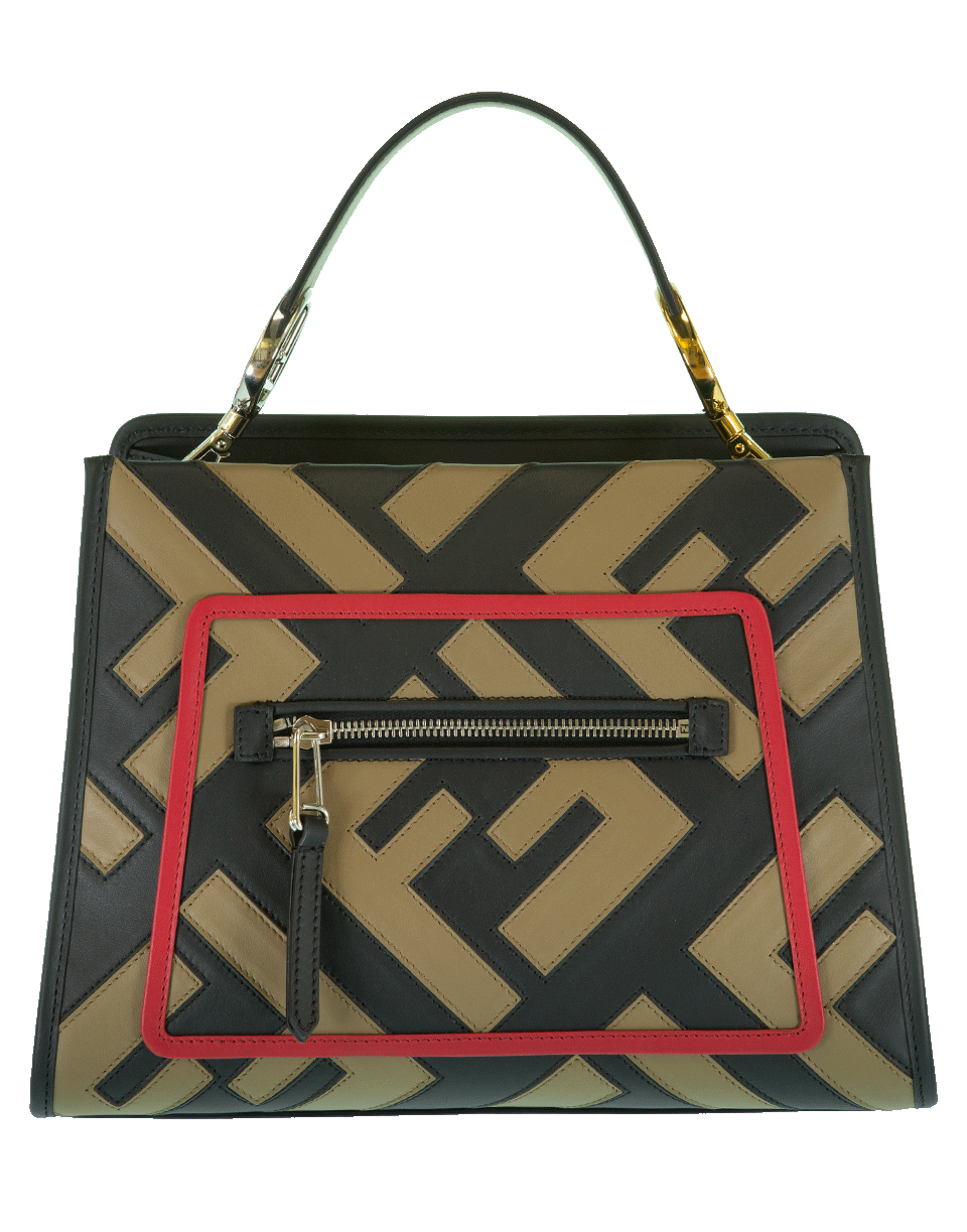 FENDI-Runaway Contrast Trim Handbag-STRW/BLK