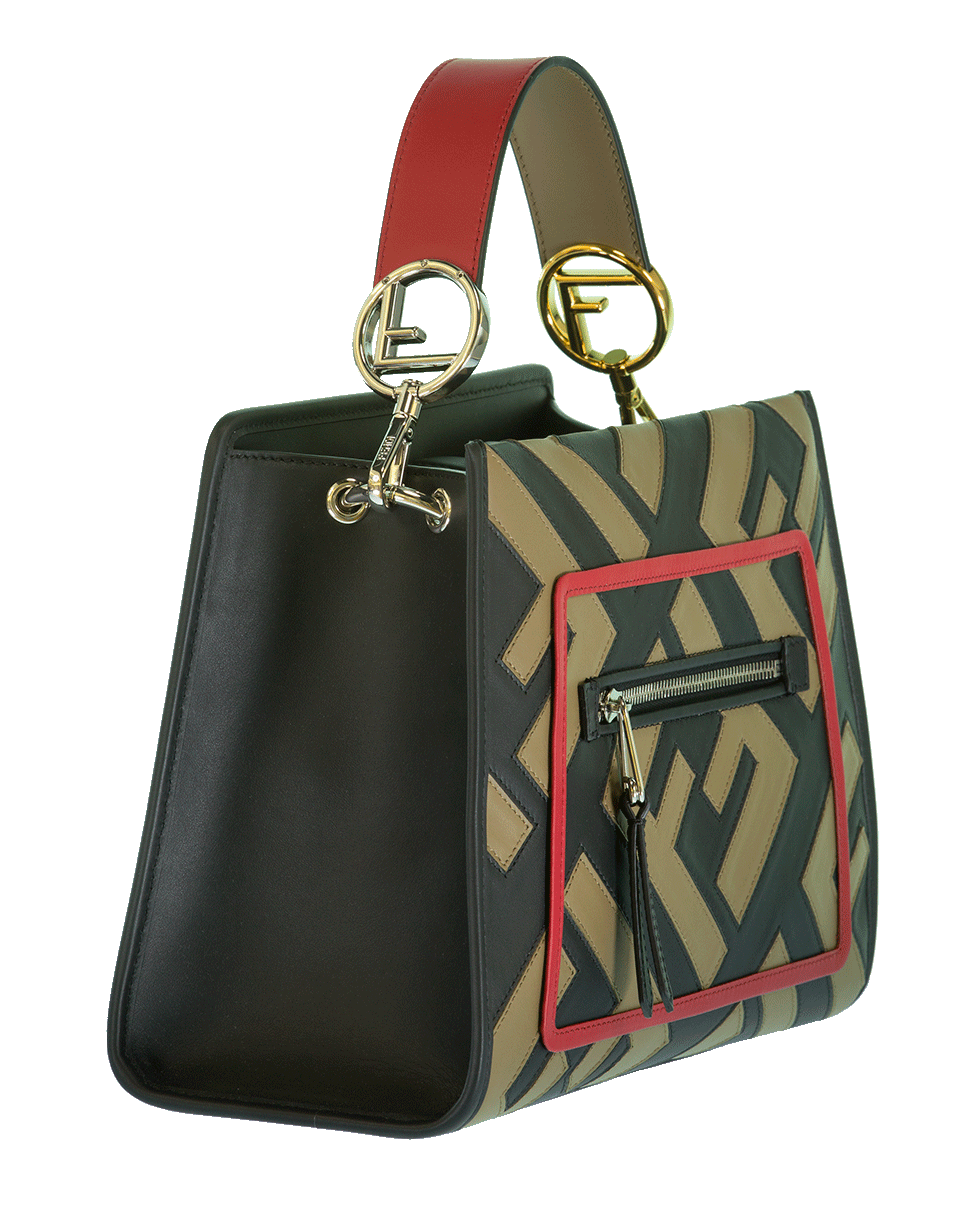 FENDI-Runaway Contrast Trim Handbag-STRW/BLK