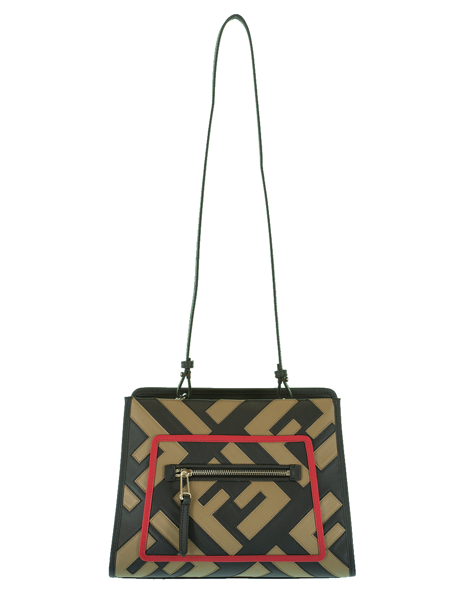 FENDI-Runaway Contrast Trim Handbag-STRW/BLK