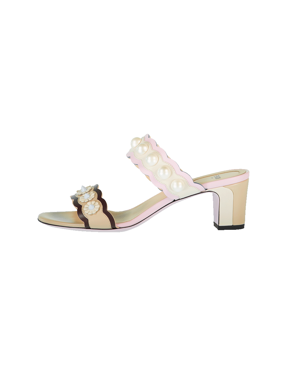 FENDI-Pearl And Floral Double Strap Mule-