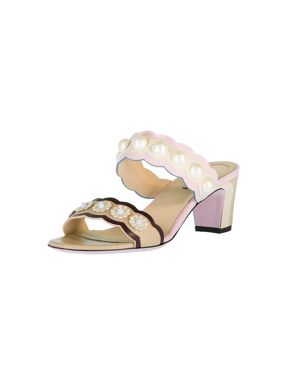FENDI-Pearl And Floral Double Strap Mule-