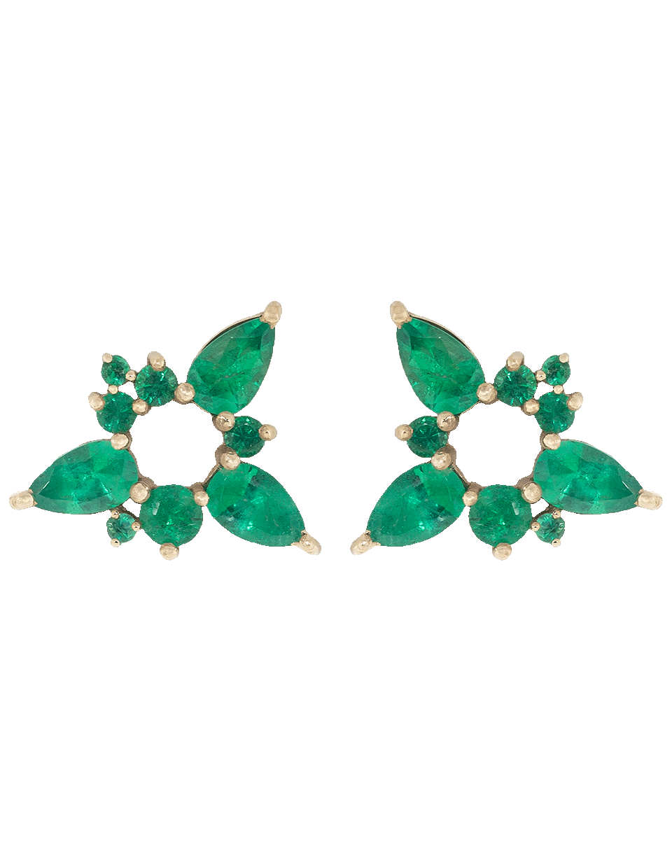 FERNANDO JORGE-Emerald Electric Spark Stud Earrings-ROSE GOLD