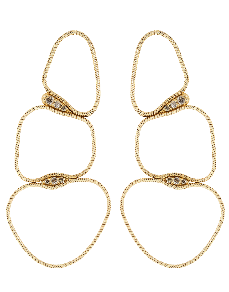FERNANDO JORGE-Medium Brown Diamond Fluid Chain Earrings-ROSE GOLD