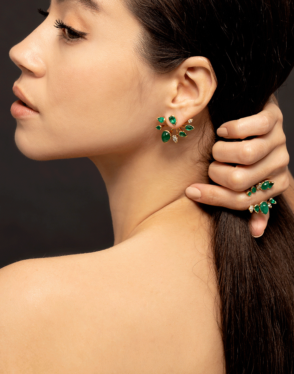 FERNANDO JORGE-Emerald and Chrysoprase Calyx Earrings-YELLOW GOLD