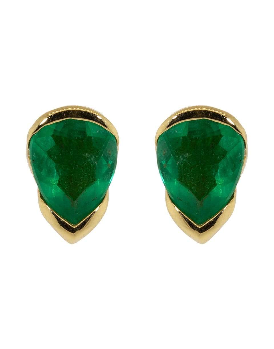 FERNANDO JORGE-Emerald and Diamond Large Bloom Studs-YELLOW GOLD