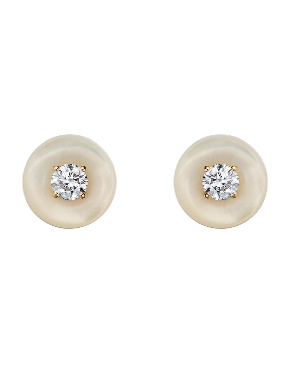 FERNANDO JORGE-Mother of Pearl Diamond Large Orbit Stud Earrings-YELLOW GOLD