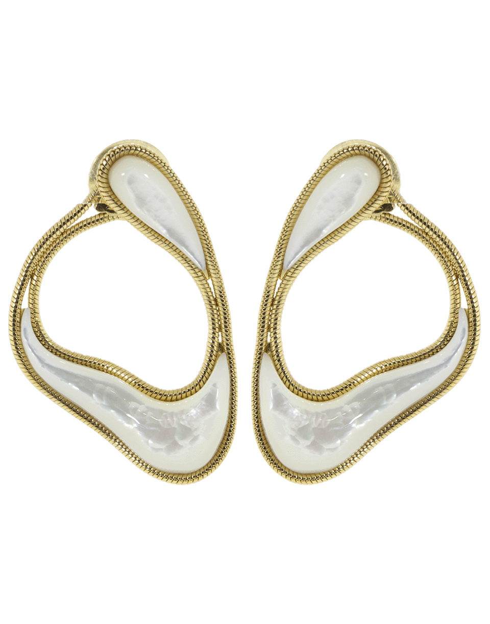 FERNANDO JORGE-Mother Of Pearl Stream Loop Earrings-YELLOW GOLD