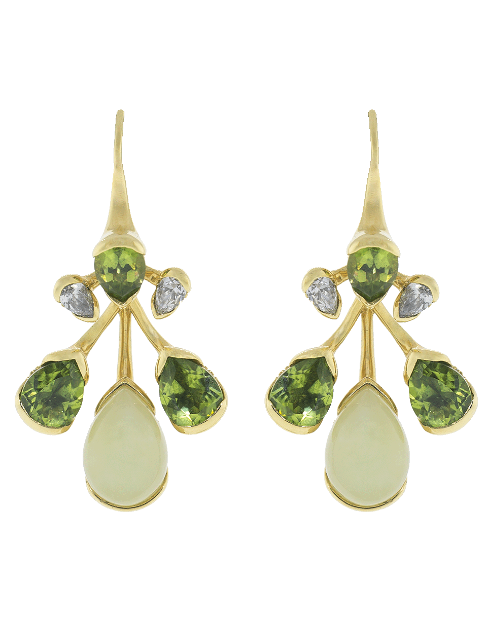FERNANDO JORGE-Peridot and Calcite Corolla Earrings-YELLOW GOLD
