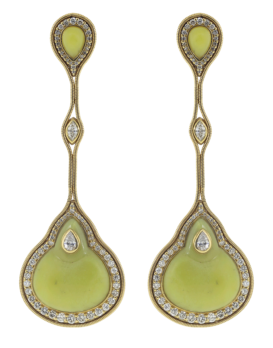 FERNANDO JORGE-Serpentinite Fluid Droplet Earrings-YELLOW GOLD