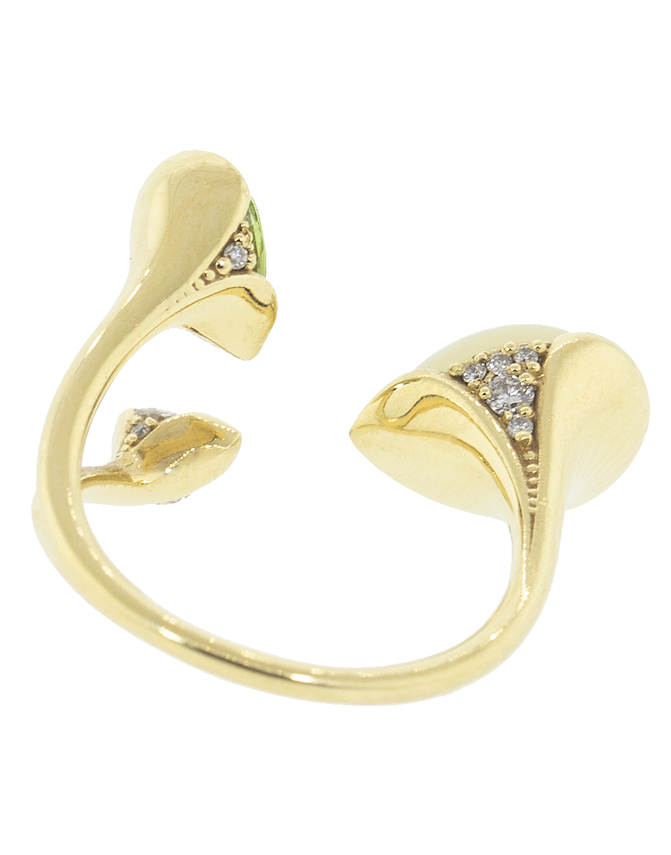 FERNANDO JORGE-Peridot and Calcite Triple Petal Ring-YELLOW GOLD
