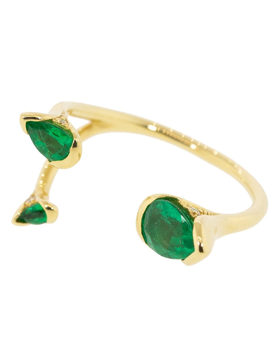 FERNANDO JORGE-Emerald Sepals Triple Ring-YELLOW GOLD
