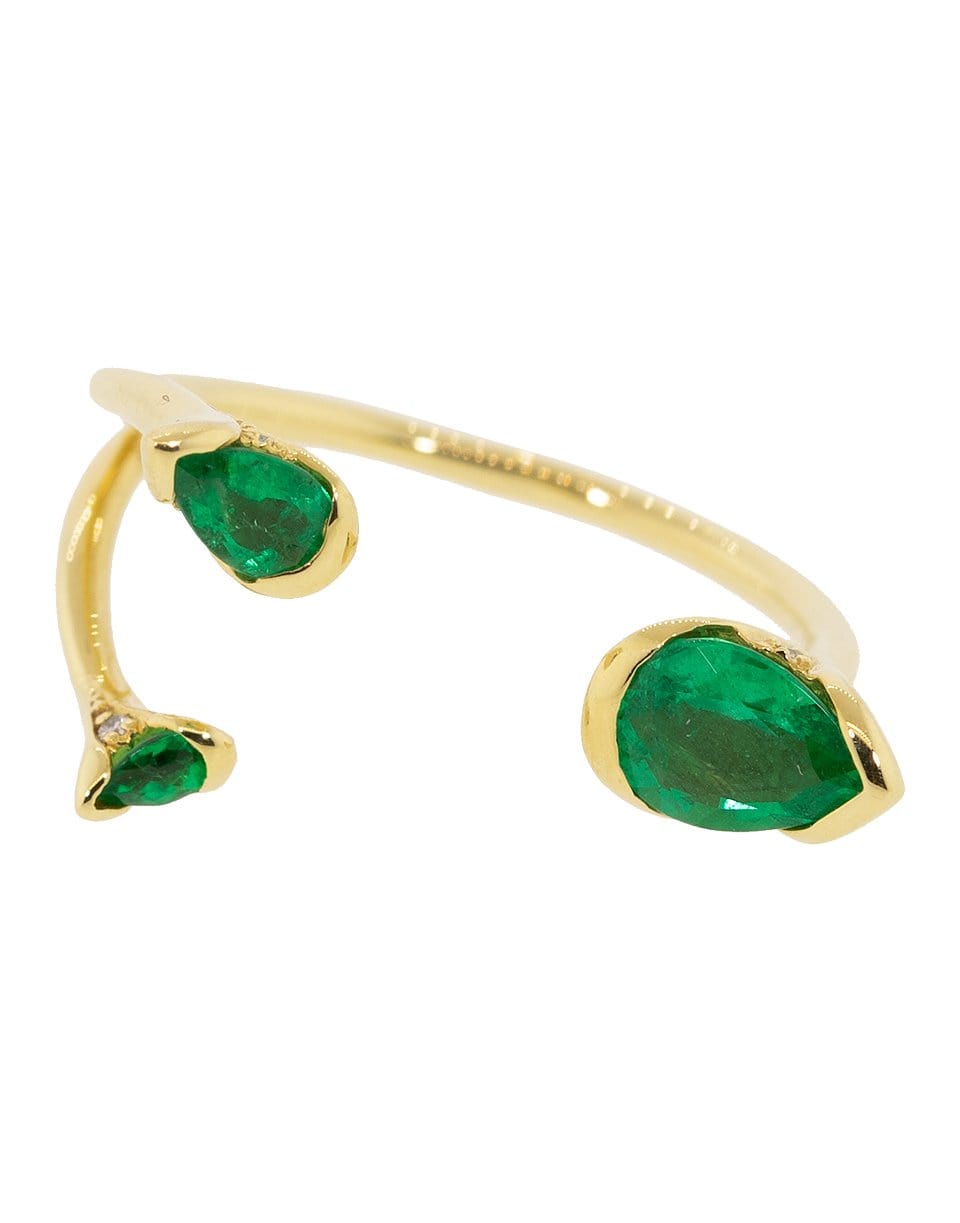 FERNANDO JORGE-Emerald Sepals Triple Ring-YELLOW GOLD