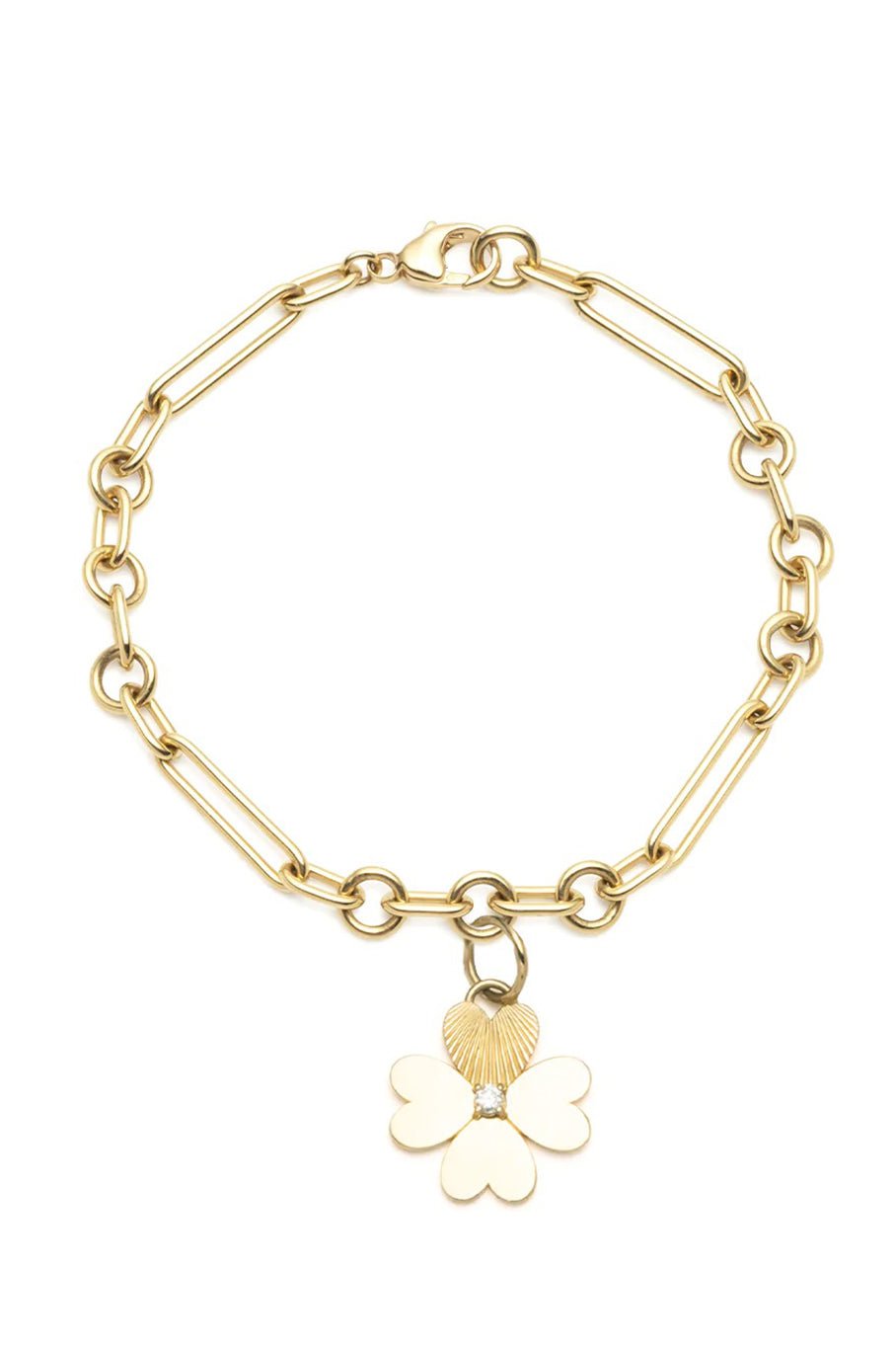 FOUNDRAE-Small Clover Mix Clip Bracelet-YELLOW GOLD