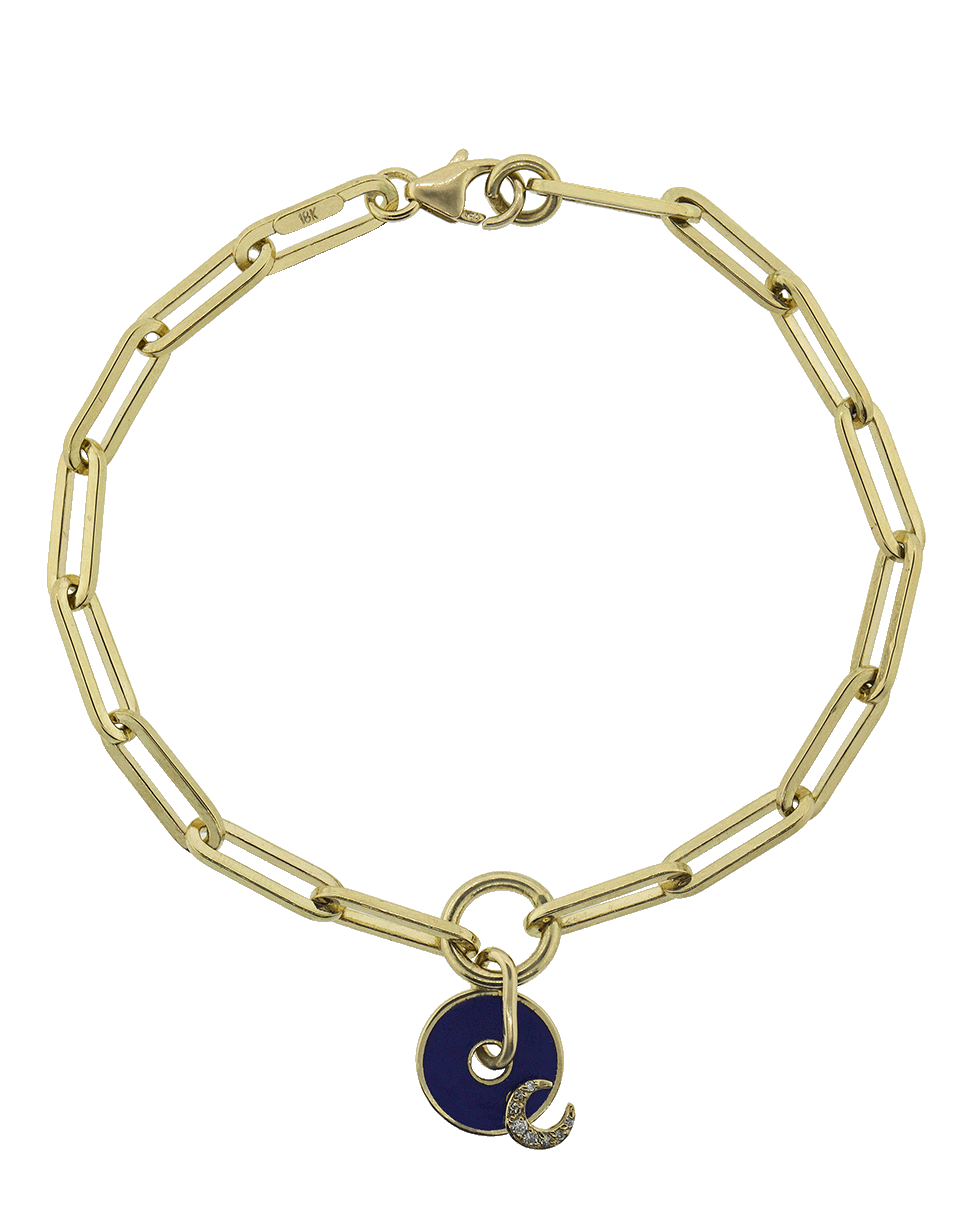 FOUNDRAE-Blue Crescent Charm Fob Clip Bracelet-YELLOW GOLD
