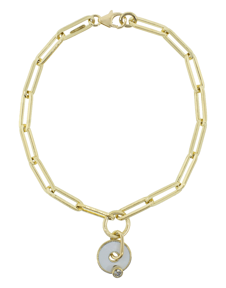 FOUNDRAE-White Diamond Fob Clip Charm Bracelet-YELLOW GOLD