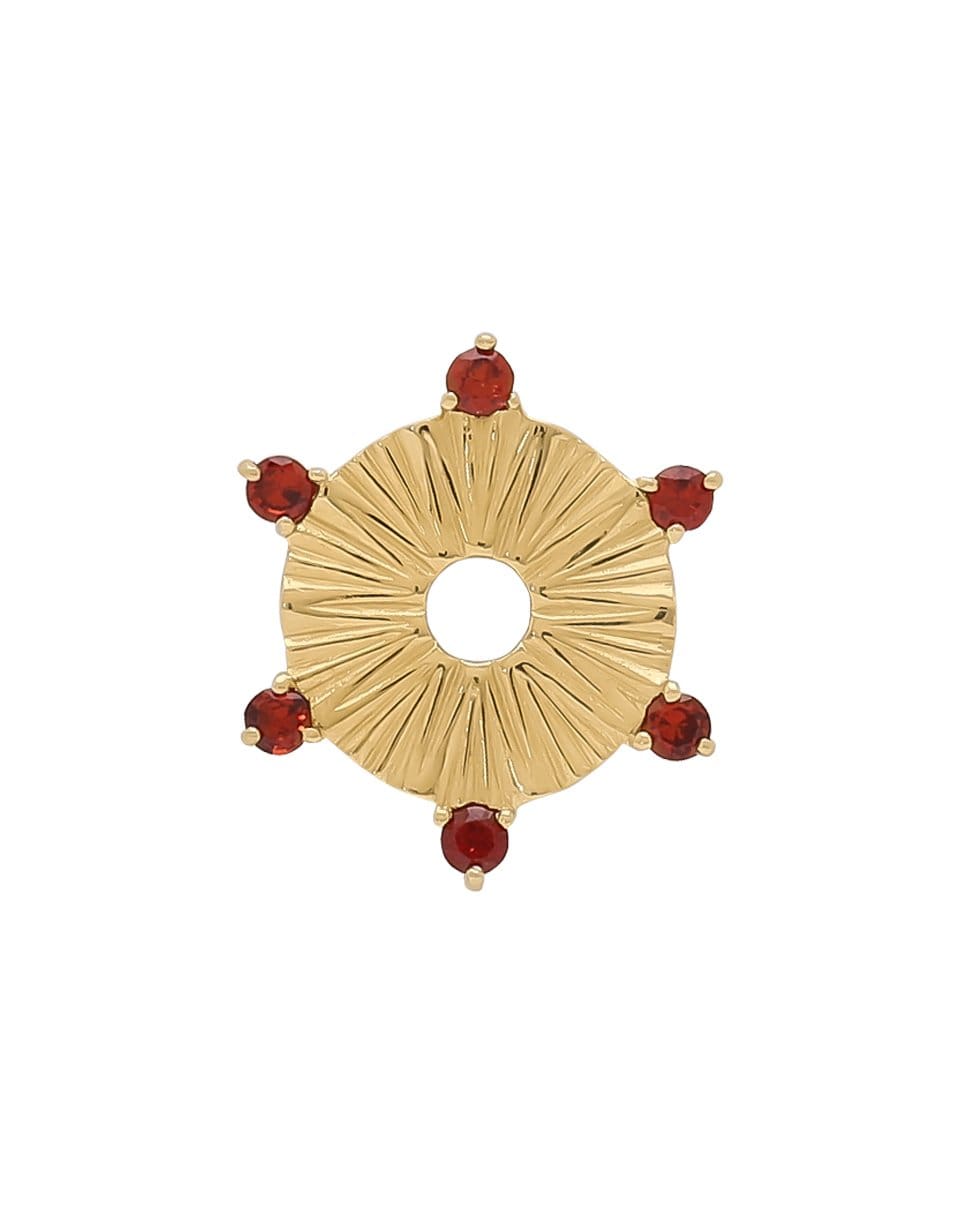 FOUNDRAE-Small Garnet Element Disk-YELLOW GOLD